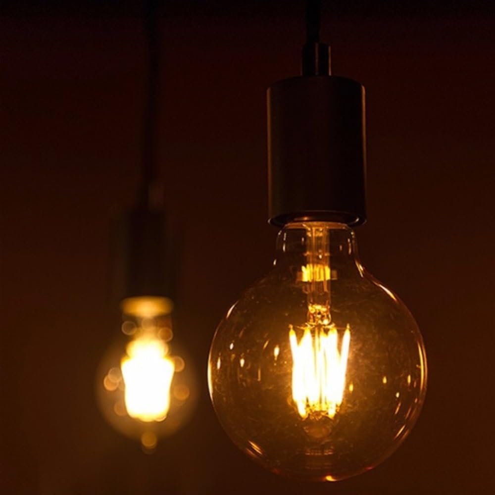 HHF Iluminación del hogar, Paquete de 10 Bombillas de filamento LED Bombilla Redonda ámbar Vintage Amarillo cálido 2200K E27 AC220V G80/G95/G125 Bombilla Edison(G95-6W)