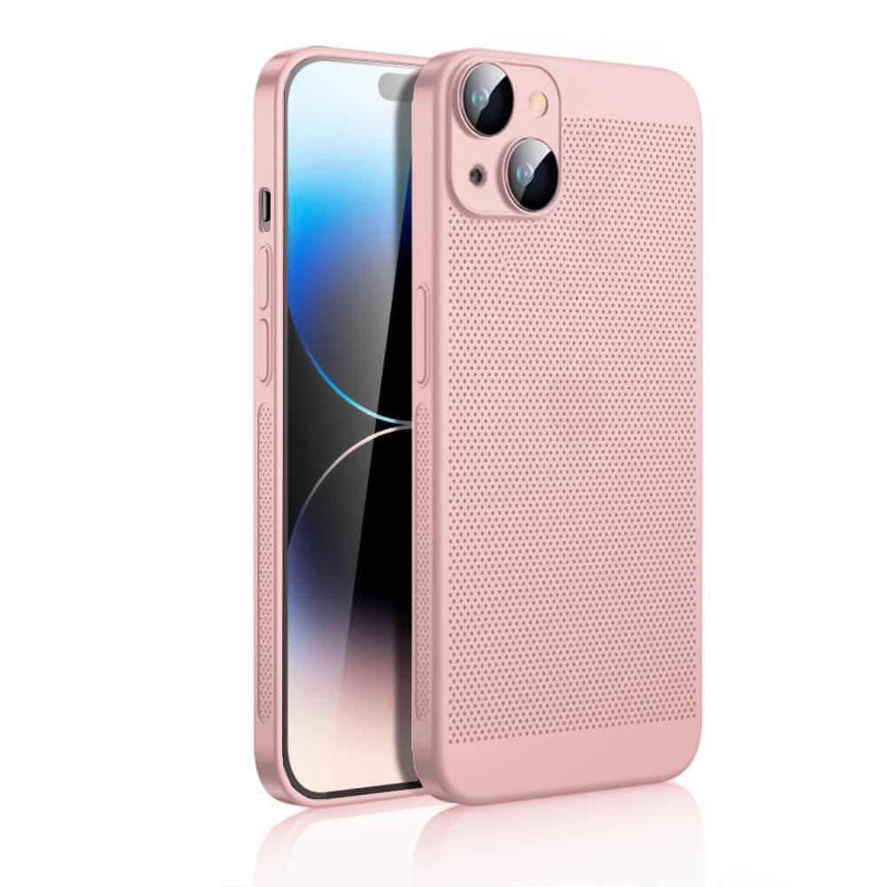 Dl3 Mobilak Case For iPhone 15 6.1-Inch Heat Dissipation Case with Built-in Camera Lens Protector Slim Fit Breathable Cooling Anti-Fingerprint Hard PC Back Shockproof Cover