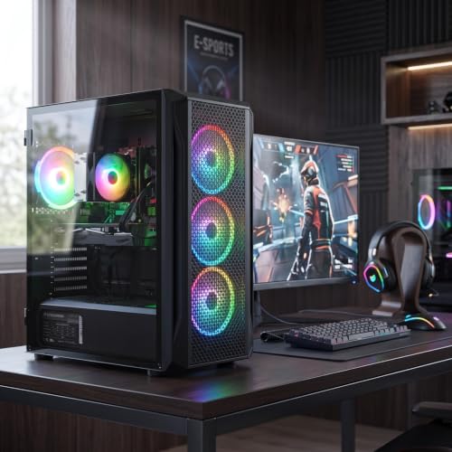 Image of STGAubron Gaming PC Desktop,Core I7,RTX 3060Ti 8G,16G RAM,512G SSD | Gaming Computer Tower for Streaming,Video Editing,Home,School,I7 up to 3.9GHz,ARGB Fan,WiFi 6,BT 5.0,4K DP,HDMI,Win11 Home