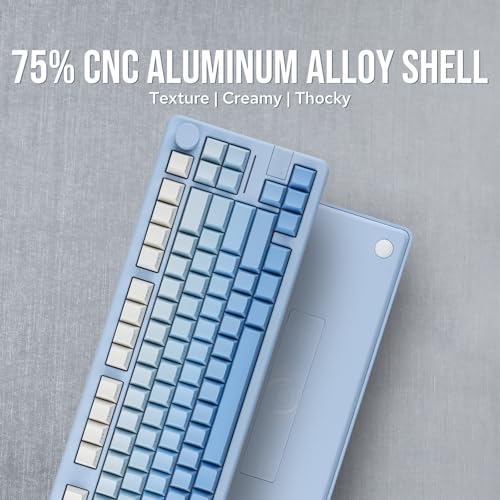 Image of EPOMAKER Galaxy70 Aluminium Mechanical Keyboard, Wireless Gaming Keyboard Bluetooth /2.4GHz /USB, Programmable and Hot Swappable Thocky Keyboard (Blue Ombre, Zebra Linear Switch)