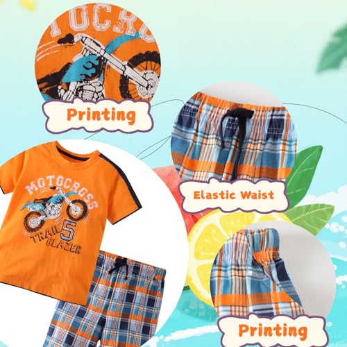 Image of Boy Shorts Sets Dinosaur Animal Print Shirt Summer Outfits Set 2pcs Casual Clothes