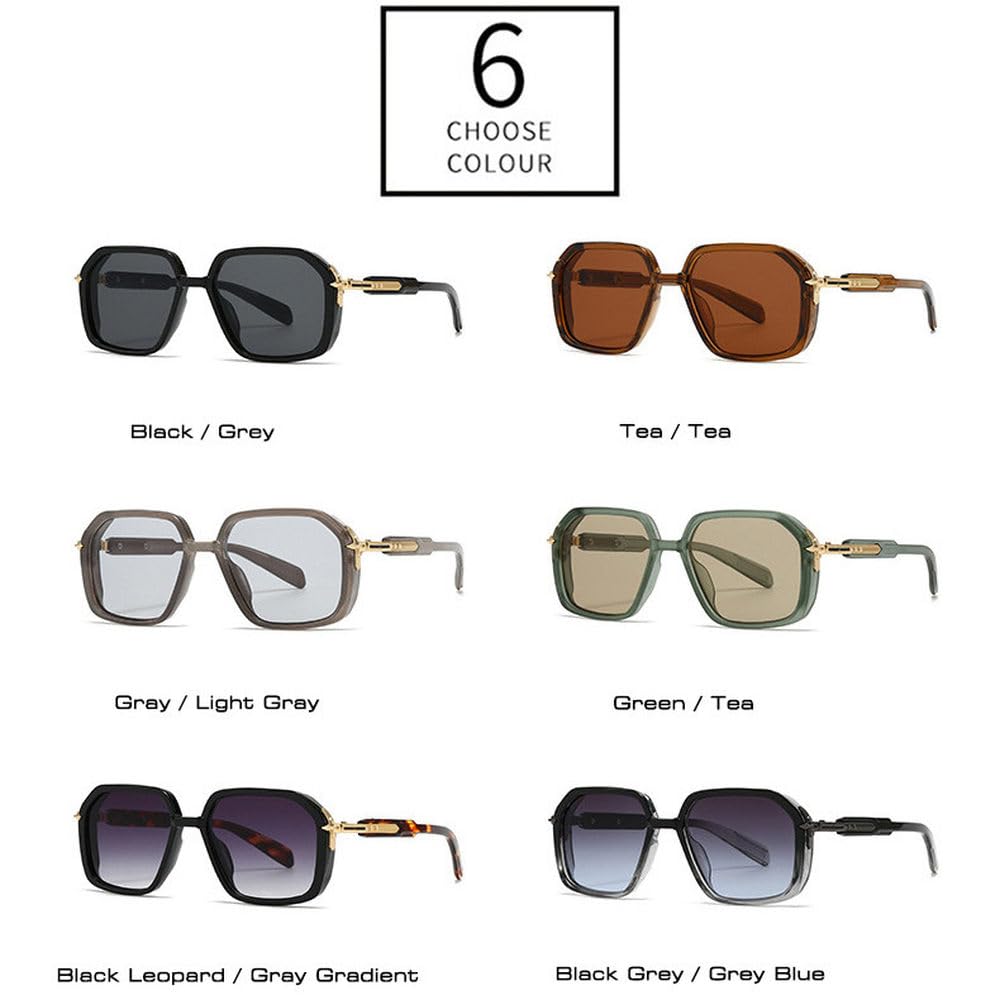 Occhiali da sole retrò da uomo, con lenti UV400, alla moda, da donna, con rivetti, quadrati e sfumati, per shopping, viaggi, spiaggia, feste, ciclismo
