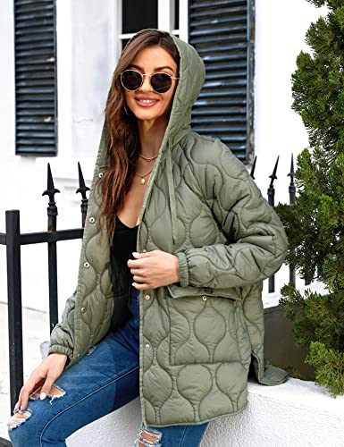 Xuliku Women's Lightweight Quilted Jacket Hooded Padding Long Bubble Coats With 2 Big Pockets For Women #TOP3