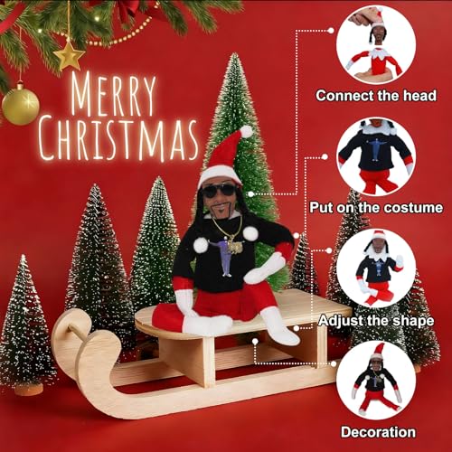 St. Patrick's Day Elf Doll, Plush 12'' Hip Hop Toy for Shelf Decoration, Includes Extra T-shirt, Stylish Sunglasses, and Necklace, Fun Gift for Men & Women for Parties, Holidays, Home Festivals (Red) - Image 5