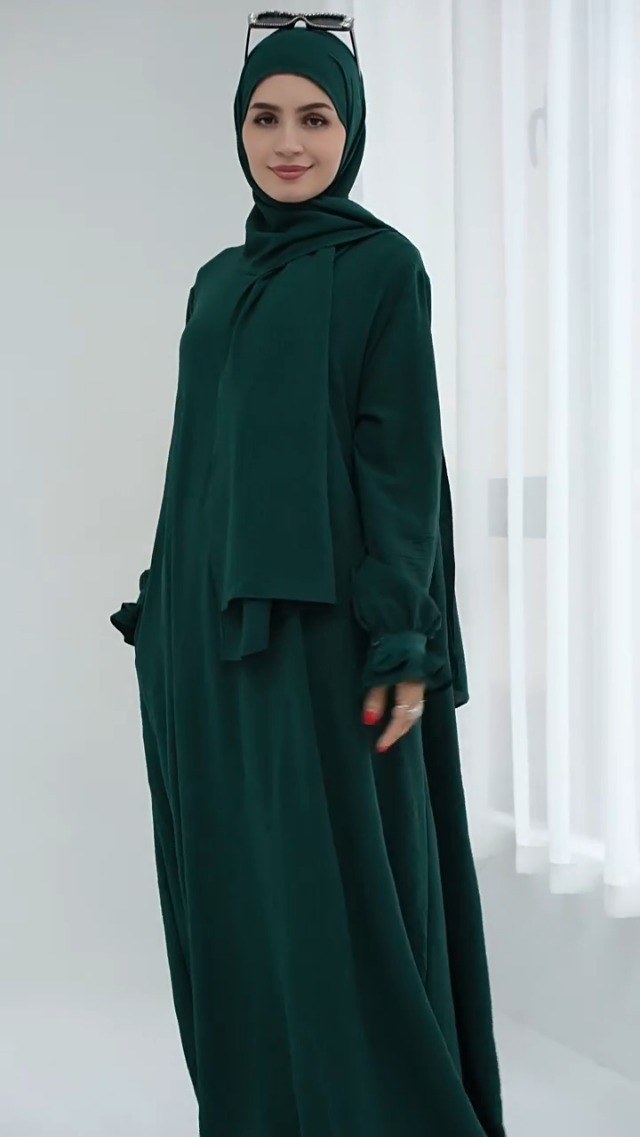 Watch Women Muslim Dress Robe Islamic Clothing with Hijab Scarf on Amazon Live