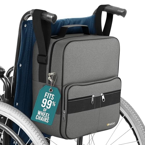 iMedic Bolsa de Silla de Ruedas Deluxe – Mochila de Almacenamiento para Sillas de Ruedas y Scooters – Duradera y Espaciosa – Gris