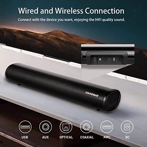 Vista de las conexiones USB, AUX y óptico en la barra de sonido Winnes