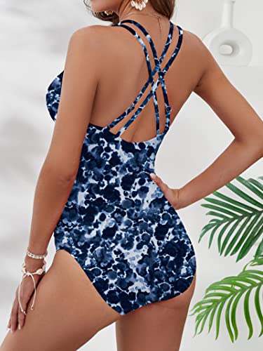 Image of KI LAPHEE One Piece Swimsuits for Women Tummy Control Bathing Suits Sexy Criss Cross Back Swimwear