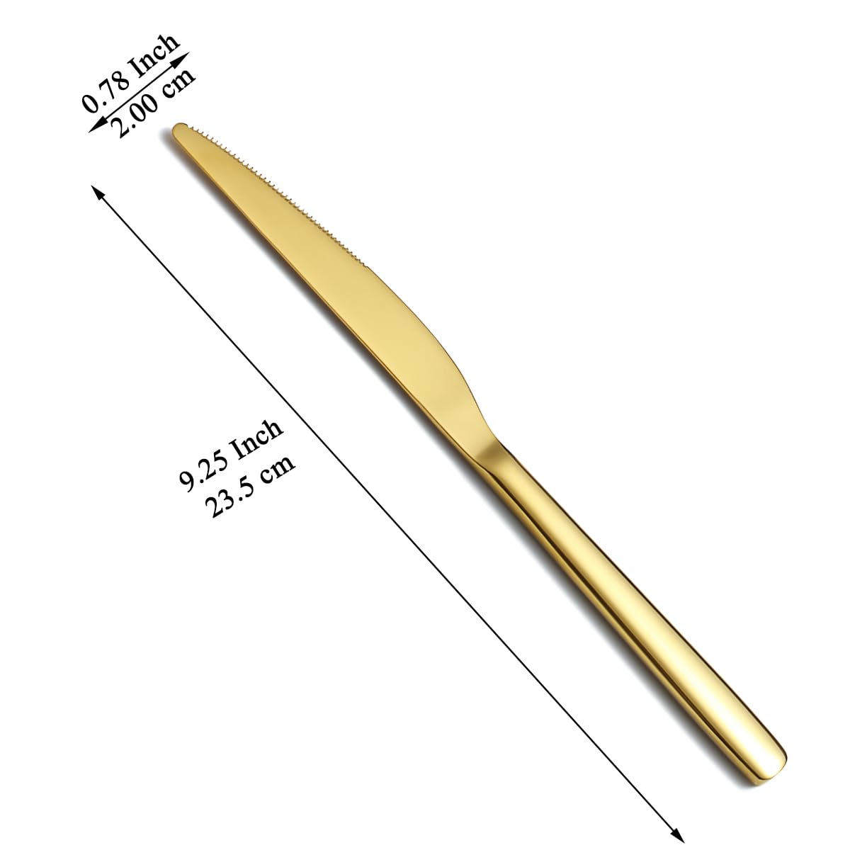 Evanda Set di coltelli da bistecca in oro 12 pezzi, coltelli da tavola in acciaio inox placcati in titanio, set di coltelli da burro, set di posate in argento, set di posate, lavabili in lavastoviglie