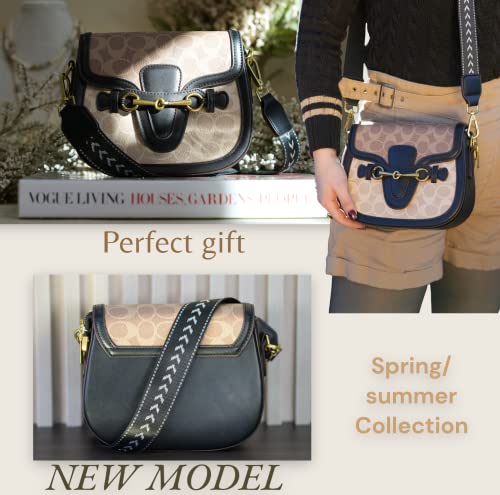 Small Crossbody Bags For Women - Leather Purse Handbag - Fashion Design - Golden Buckle (Black) #TOP3
