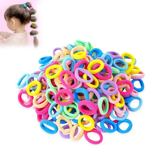 Image of GLUN Baby Toddlers Girls Elastics Hair Bands, 100 Piece Pack Multi Candy Colours Hair Ties High Elasticity, Ponytail Holders for Women & Girls
