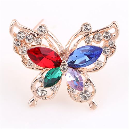 Image of coadipress Butterfly Brooch Pins Chic Romantic Elegant Rhinestone Crystal Insect Brooch Pin Women Corsage Scarf Shawl Clothing Accessories Wedding Party Banquet
