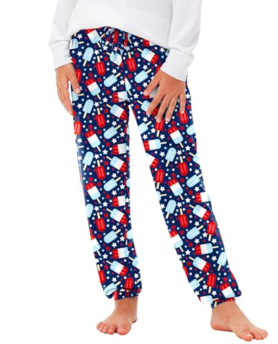 Image of Deerose 4th of July Pants American Flag Drawstring Sweatpants with Pockets 5-14 Years