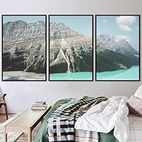3 Piece Framed Canvas Wall Art Cool Lake Landscape Canvas Prints Home Artwork Decoration for Living Room,Bedroom - 16