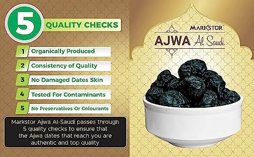 Image of MARKSTOR Ajwa Al-Saudi - Finest Original Ajwa Dates 1Kg Pack (Khajoor /Khajur) Of Madina, Saudi Arabia - 500 Grams X 2 Boxes, Fresh