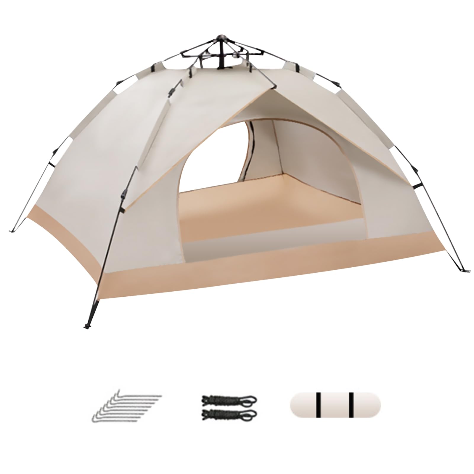 Beauenty Camping Tent 3-4 Person, Automatic Pop Up Outdoor Tent 2 Door Portable Waterproof Sunscreen Tent with Carry Bag Lightweight Instant Tent for Outdoor Sports Travel