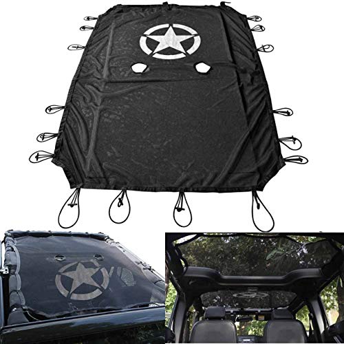 HANEU Wrangler Bikini, J-eep JK TJ YJ JL 1987-2018 (4 Puertas), Sahara, Rubicon, Unlimited, Sport. Bikini de 5 Estrellas,Sun Shade Cubierta Superior Completa Protección UV con Bolsillos