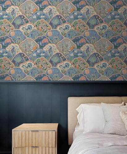 Image of Wallpaper Peel and Stick|Vintage Flowers Leaves|Botanical Peacock|Floral|Pattern Design|Self Adhesive|Bedroom|Living Room|Home &Kitchen|Ideal for Wall Decororation|Waterproof|16.5X87inch
