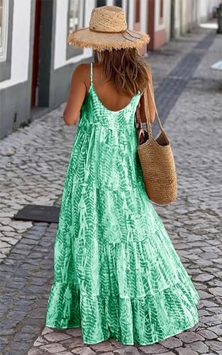 Image of PRETTYGARDEN Women Summer Dresses 2026 Spaghetti Strap Scoop Neck Floral Maxi Dress Flowy Boho Long Sundress with Pockets