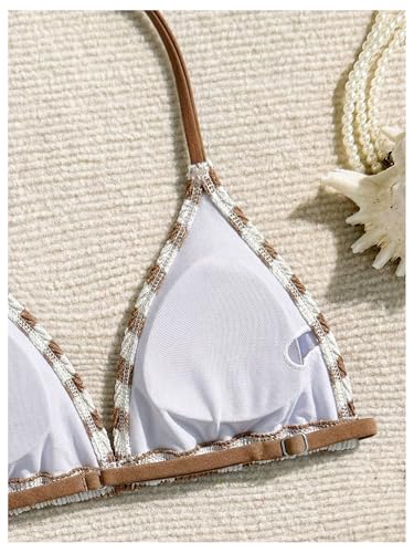 Image of RoseSeek Girl's Tie Dye Smocked 2 Piece Swimwear Sets Backless Halter Bikini Cute Brief Bathing Suit