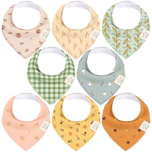 Image of 8pk Organic Baby Bandana Bibs for Drooling and Teething (Countryside)