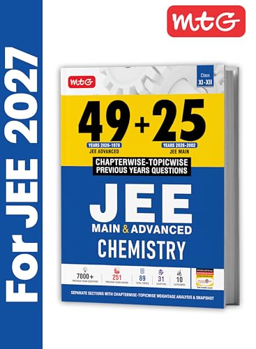 Image of MTG 49 + 25 Years (2026-2002) JEE Main and Advanced (2026-1978) PYQ Book Chemistry | Chapter-wise Topic-wise Solved Papers with Free Smart Book For 2027 Exam