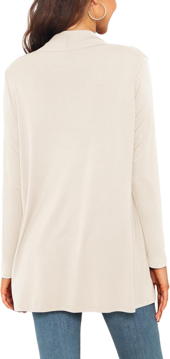 Womens Lightweight Summer Cardigan Casual Drape Soft Open Front Short Sleeve Cardigans with Pockets High Low Hem - Image 4