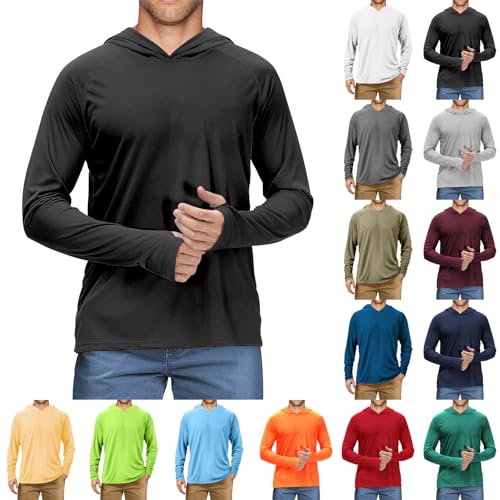 Mens Workout Shirt UPF 50+ Fishing Shirts Long Sleeve UV Sun Protection Hoodie Hiking Running Swim Athletic Shirt4