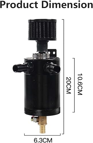 Miniatura 3 de Lata de captura de aceite universal con deflectores, con filtro respiradero y válvula de drenaje, 2 puertos (salida + entrada), separador de aceite