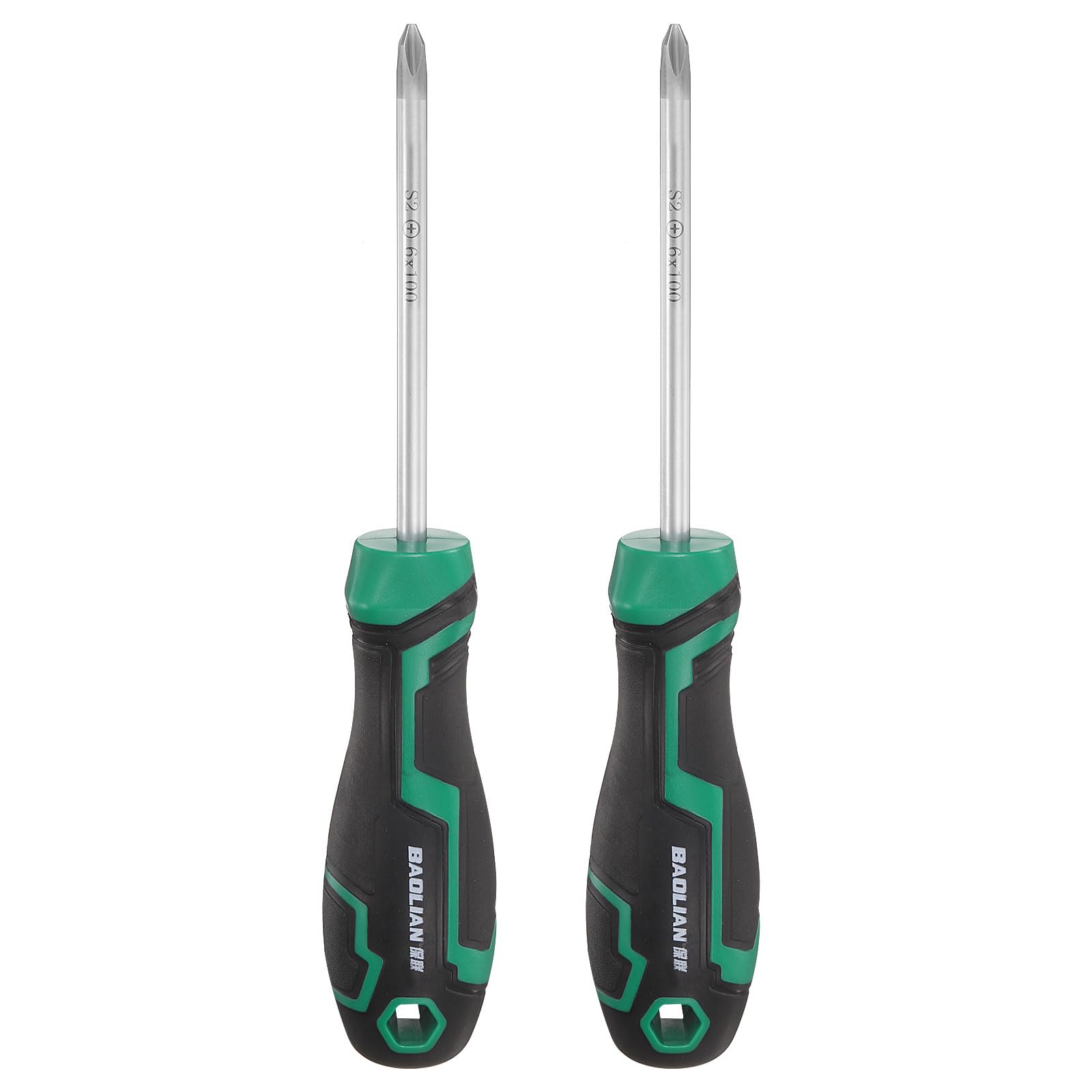 sourcing map 2pcs PH2 Phillips Screwdriver 8.3" Length S2 Steel Magnetic Screwdrivers with Ergonomics Grip for Fastening Loosening DIY Repairing — image 1