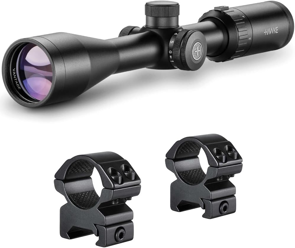 HAWKE Vantage IR 3-9x40 IR 1 in Rimfire 22 High Velocity Riflescope with Matchmount 1in 2pc Double Screw Mounts