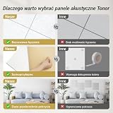 TONOR Duże panele akustyczne, samoprzylepne, 2 sztuki, 112 x 55 cm, płyty akustyczne do okładzin ściennych, do obróbki akustycznej i dekoracji ścian, studio, domu, biura, szare