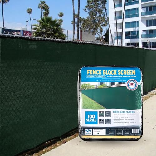 FenceScreen 5ft-8in x 50ft (for a 6-ft Tall Fence) Green Fence Privacy Screen - Extreme 98% Blockage Windscreen Fence Cover