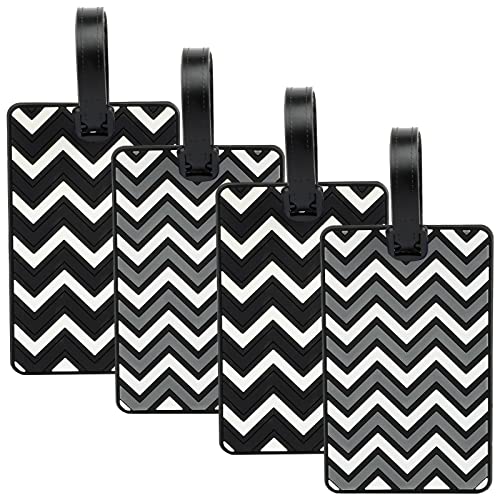 Lot de 4 étiquettes de bagage pour valises, étiquette de sac de voyage Ripple, étiquettes d'identification de valise, étiquette de bagage en silicone avec carte d'identité nominative Cover