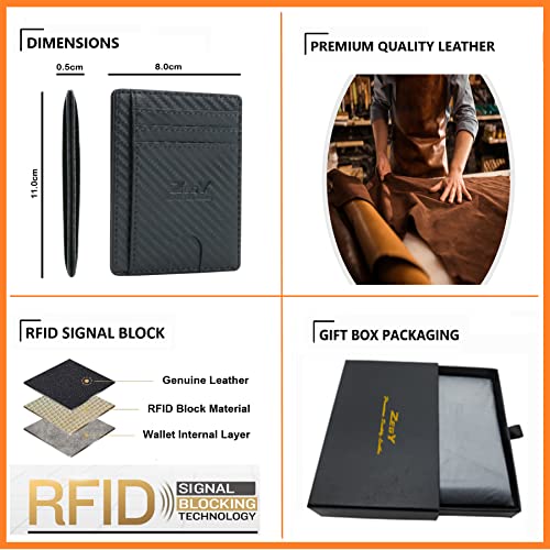 Slim Credit Cardholder Minimalist Wallet – Premium Carbon Fiber Leather Wallet– Cardholder Wallet for Men and Women with 7 Slots – Including 1 ID Card Slot – RFID Blocking Slim Wallet (Blue)4