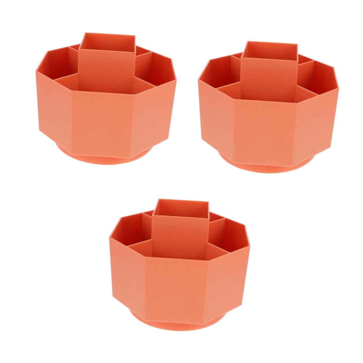 Porte-crayon rotatif orange compartimenté pot à crayon bureau école