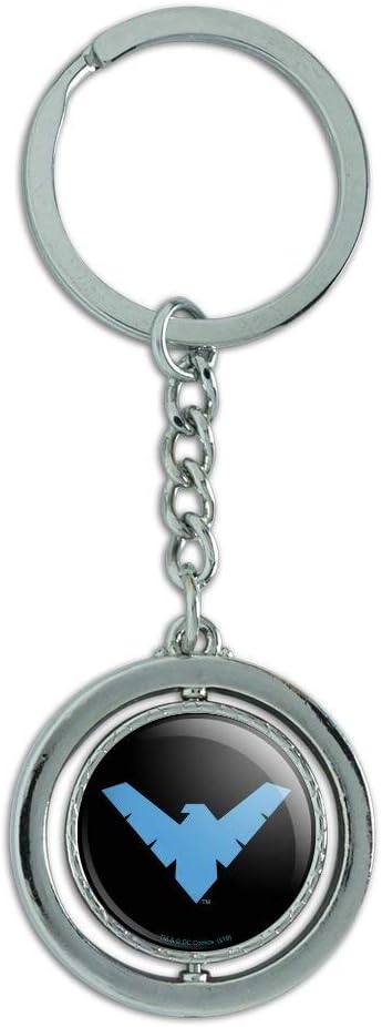 Batman Nightwing Logo Keychain Spinning Round Chrome Plated Metal : Clothing, Shoes & Jewelry