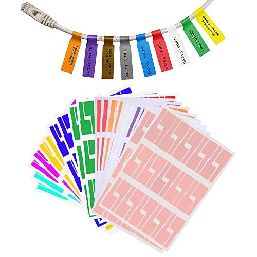 600 Piezas Etiquetas Cables,Etiquetas de Identificación de Cables,Organizador Cables,Resistente al Desgarro,para Identificar Todos los Cables de Hogar y Oficina (24 Hojas 10 Colores Variados) Cover