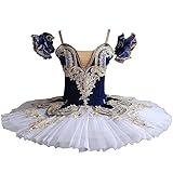 MTPLOP Professional Swan Lake Dance Costumes Kids Womens Ballet Skirt Girls Pancake Tutu Dress（Blue Small）