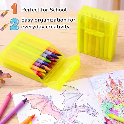 Image of Clabby 2 Pcs Clear Plastic Crayon Boxes Hold 24 Count, Yellow