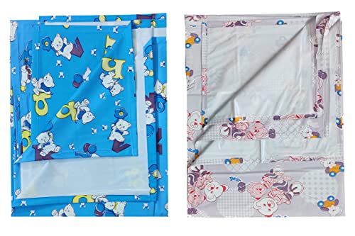 Image of EcoSoft Plastic Sheet,PVC Sheet for Kids,Rubber Sheet for Babies,Bed Wetting Protector(90 x 135 cm) (Alphabet Blue & Bear Purple)