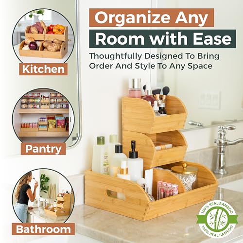 Potato and Onion Storage Bin – Stackable Ventilated Bamboo Storage System for Kitchen Counter or Pantry – Multi-Level Produce Organizer for Garlic, Fruits & Vegetables - Image 7