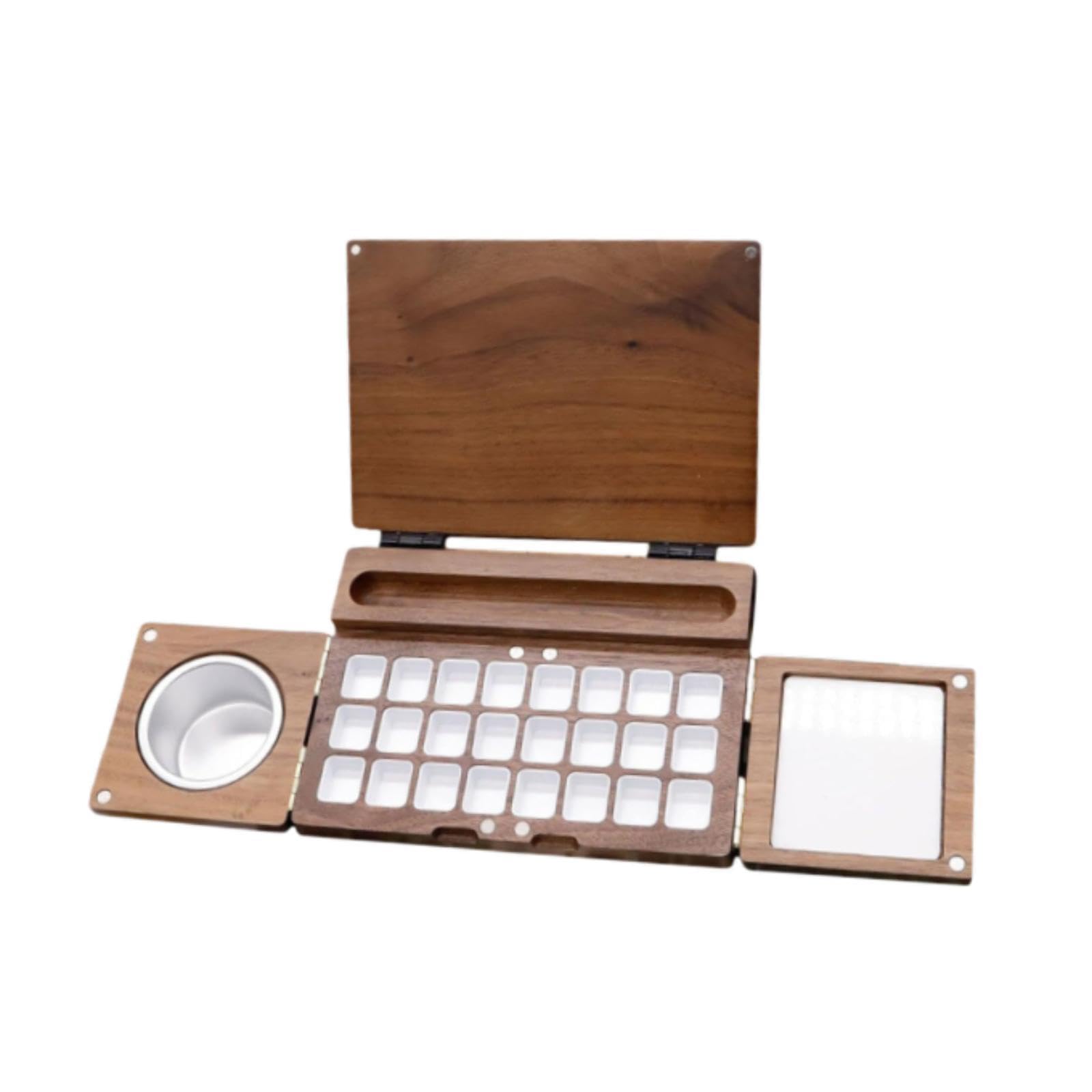 Perfeclan Caja de Pintura de Acuarela, Paleta de Pintura de Viaje Plegable para Pintar y Hacer Manualidades con área de Mezcla, Bandeja de Pintura de Madera,