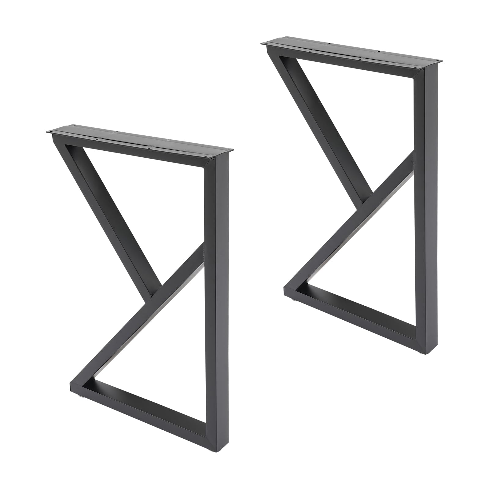 Lot de 2 pieds de table en métal en forme de K - Pieds de table stables en fer - Hauteur réglable - Revêtement par poudre noir - Charge maximale : 200 kg par lot - Idéal pour les tables de bricolage