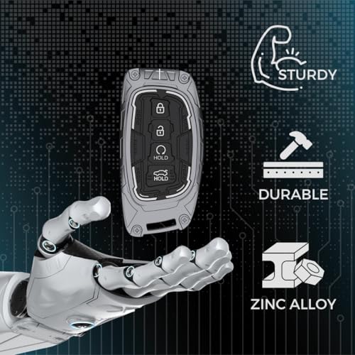 Image of KEYCEPT Metal Armor Key Cover Compatible for Hyundai Creta, Venue, Alcazar, Elantra, i20, Tucson, N Line, EV and Facelift Models for 4 Button smart Key | Stylish & Durable | Scratch Resistant