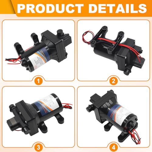 Image of 4008-101-E65 4008-101-A65 RV Water Pump 12V 3.0 GPM for Camper, Shower | Sprayer, Yacht Boat, Caravan 55 PSI 7.5 Amps Self-Prime Water Pump Fix Weak Pressure 4008101E65