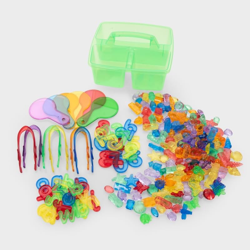 tickit Set per la Scoperta dei Colori traslucidi – Set di 245 Pannelli Luminosi con Forme, Lettere, Numeri e Strumenti per smistare, Giocare a Colori e attività Matematiche precoci