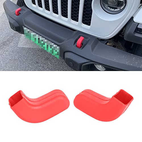 Phamyor Red Factory Bumper Tow Hook Covers Fit for Jeep Wrangler JK JL & Gladiator JT 2007-2023 Front Bumper, Add Cushioned Grip to Tow Strap Recovery, Protect from Scuffs and Scratches, 2Pcs