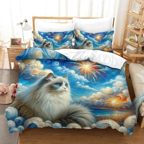 Housse de couette chat fermeture éclair pour simplifier le lit de votre ado