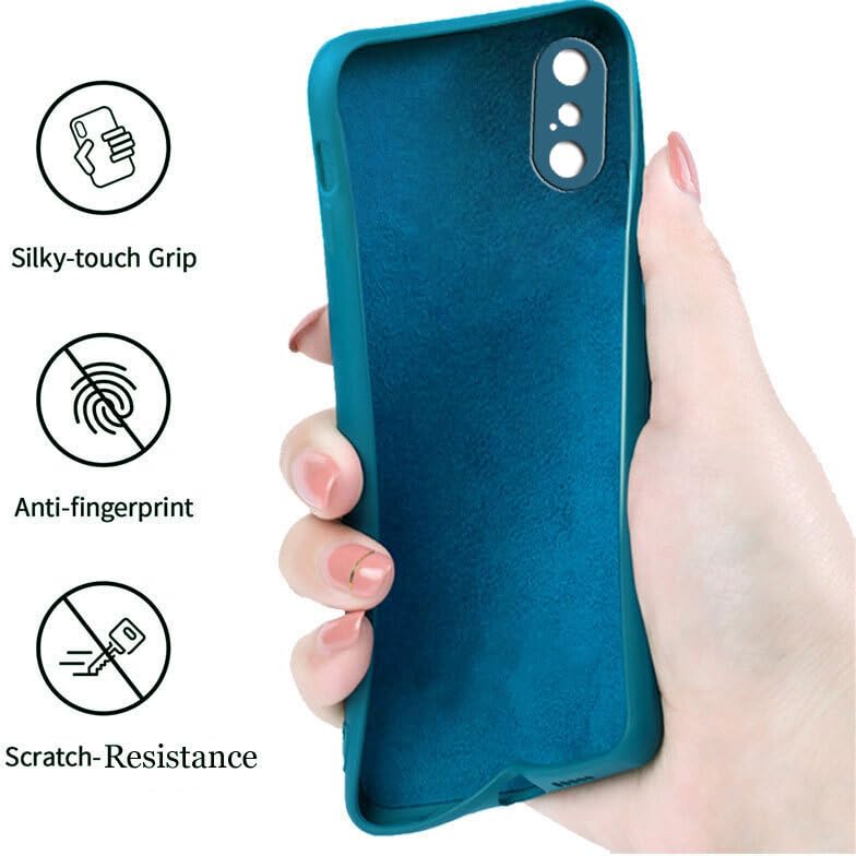 Image of A rtistque Liquid TPU Silicone Matte Shockproof Flexible with Camera Protection Soft Back Cover Case for iPhone X - Blue